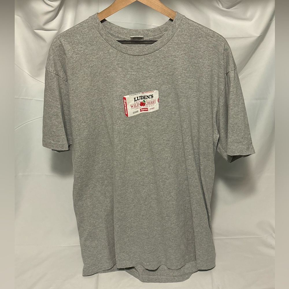 Supreme FW18 Luden’s Tee Heather Grey Size XL Box Logo Ludens